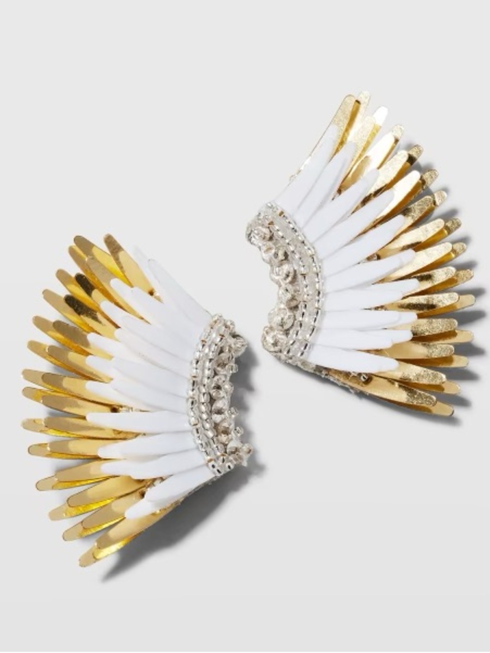 Mini Madeline Statement Earrings, White/Golden